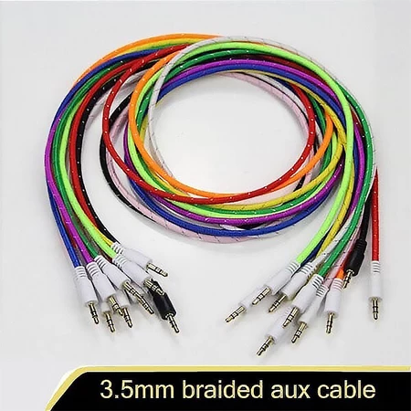 Kabel AUX Jack ke Jack Audio 3.5mm 1 Meter Model Tali Sepatu Coiled Cable Stereo Male to Male untuk HP Smartphone iPhone iPad MP3 MP4 Mobil Laptop PC Speaker Headset Sound System Kabel Audio Anti Kusut - Gambar 3