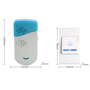 Generic Bel Pintu Rumah Wireless Tanpa Kabel Door Bell Nirkabel 16 Musik Jarak Hingga 30 Meter Mudah Pasang Receiver Baterai Transmitter Baterai Bel Rumah untuk Rumah Toko Kantor Gudang Klinik Lansia dan Pasien Suara Nyaring - Gambar 3