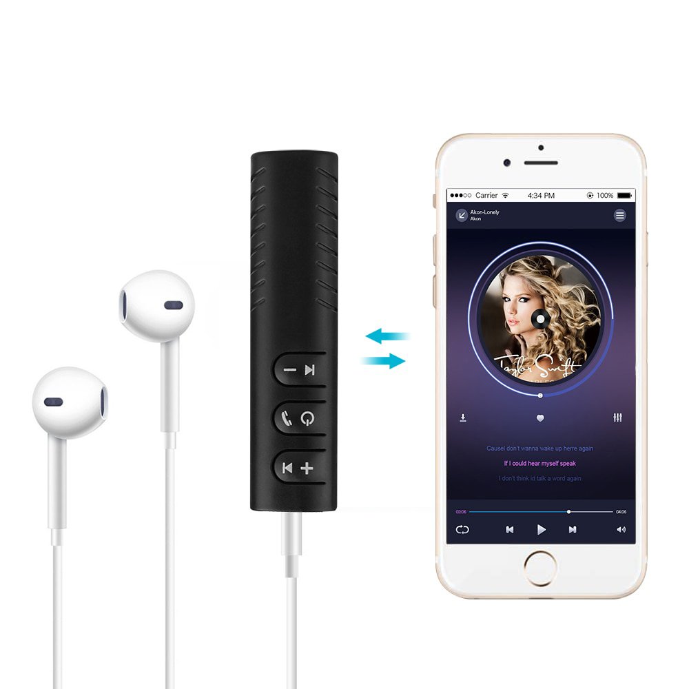 EASYIDEA Audio Bluetooth Receiver 3.5mm BT-450 Wireless AUX Car Kit Adapter Penerima Musik untuk Speaker, Headset dan Stereo Mobil, Bluetooth A2DP 10m dengan USB Mini Charging Portable - Gambar 5