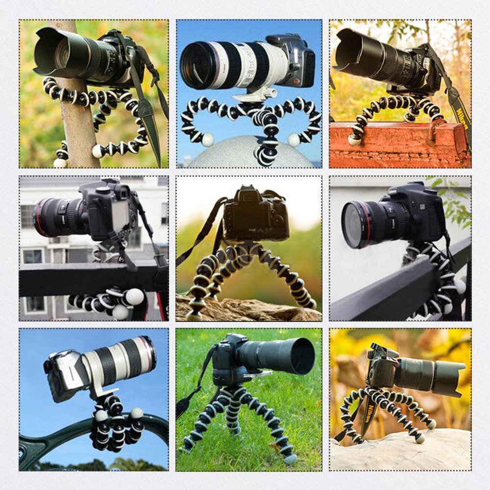 Gorillapod Besar Flexible Tripod HP Kamera DSLR 1/4 Screw Fleksibel Multifungsi untuk Smartphone dan Kamera dengan Kaki Dapat Ditekuk Diputar 360 Derajat Panjang 22 cm Lebar Kaki 2.6 cm untuk Pohon Tiang dan Berbagai Medan - Gambar 7