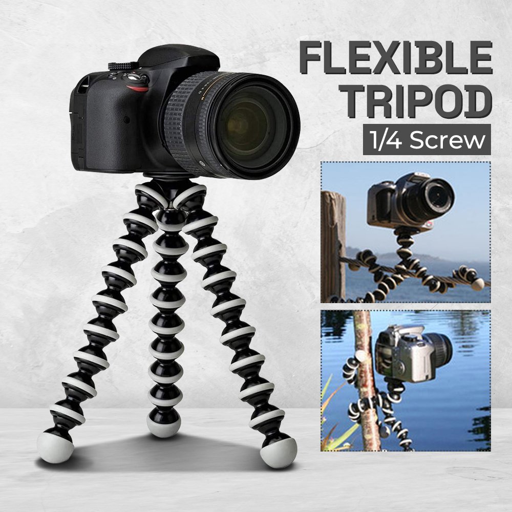 Gorillapod Besar Flexible Tripod HP Kamera DSLR 1/4 Screw Fleksibel Multifungsi untuk Smartphone dan Kamera dengan Kaki Dapat Ditekuk Diputar 360 Derajat Panjang 22 cm Lebar Kaki 2.6 cm untuk Pohon Tiang dan Berbagai Medan - Gambar 4