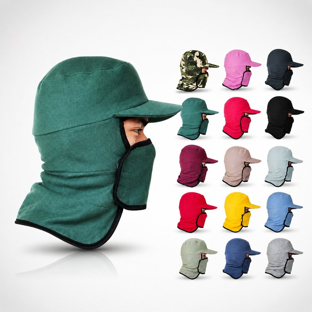 Topi Mancing Jepang Full Cover Masker Wajah dan Leher Pelindung Sinar UV, Topi Rimba Outdoor Anti Panas untuk Memancing, Gunung, Hiking, Camping, Kebun dan Kerja Proyek, Adem Ringan Cepat Kering - Gambar 4