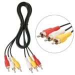 Kabel RCA 3 ke 3 Audio Video Cable 3 Warna Male to Male Sambungan TV ke DVD Player Speaker Aktif Amplifier Receiver Parabola Home Theater Kualitas Gambar Jernih Suara Stereo Stabil Anti Noise Serat Tembaga Tebal Awet Kuat Panjang 1.5M Murah