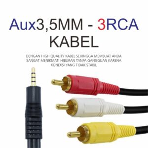 Kabel RCA 1 ke 3 Mini AV 3.5mm to 3 RCA Male Audio Video Cable Sambungan STB Android TV Box ke TV Tabung LED Receiver Parabola Proyektor Kualitas Gambar Jernih Suara Stabil Serat Tembaga Murni Plug and Play Awet Kuat Panjang 1.5M Grosir Murah - Gambar 4
