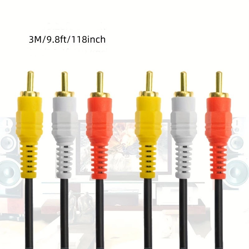 Kabel RCA 3 Male to 3 RCA Male 3 Meter Audio Video AV Merah Putih Kuning untuk TV DVD Player Media Player Speaker Aktif Amplifier Receiver Parabola Home Theater Stereo Kabel Tebal Serat Tembaga - Gambar 7