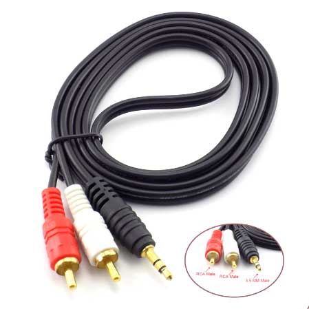 Kabel RCA 1 ke 2 Audio Aux 3.5mm to 2 RCA Male Jack Mini Stereo Sambungan HP Laptop ke Speaker Aktif Amplifier Mixer Home Theater Kualitas Suara Jernih Bass Stabil Anti Noise Kabel Audio Splitter Serat Tembaga Awet Kuat Panjang 1.5M Praktis - Gambar 3