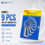Kunci L Set 9 Pcs Hex Key Wrench Set Kunci L Panjang Chrome Vanadium CRV Kuat Anti Karat Alat Bengkel Motor Mobil Perbaikan Rumah Tangga Furniture DIY Lengkap Ukuran 1.5mm-10mm Kualitas Pro Alat Pertukangan Praktis Awet dengan Holder Simpel