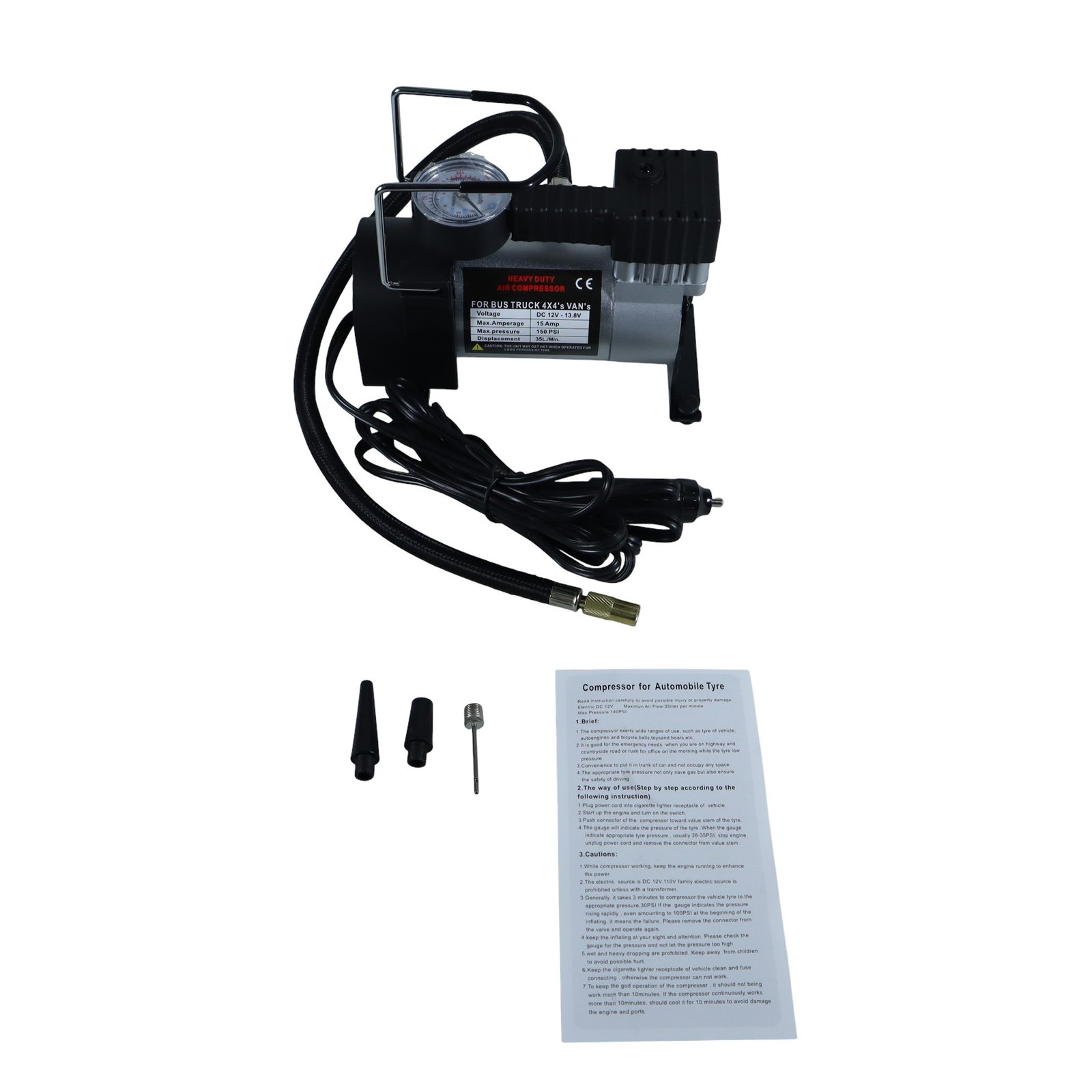 OTOHEROES Pompa Ban Mobil Kompresor Angin Mini Heavy Duty Air Compressor 12V 150 PSI Kompressor Ban Elektrik Portable Untuk Mobil Motor Sepeda Pompa Angin Darurat Ban Kempes Praktis Material Metal Kuat High Quality Alat Perkakas Otomotif Tangguh Awet - Gambar 7
