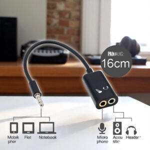 Taffware Kabel Audio Splitter 3.5mm Male ke 2x3.5mm Female FA297 16cm Adapter Headphone Mic Headset 2 in 1 Gold Plated untuk Laptop PC Smartphone HP Tablet Port Audio Jack Audio dan Microphone - Gambar 5