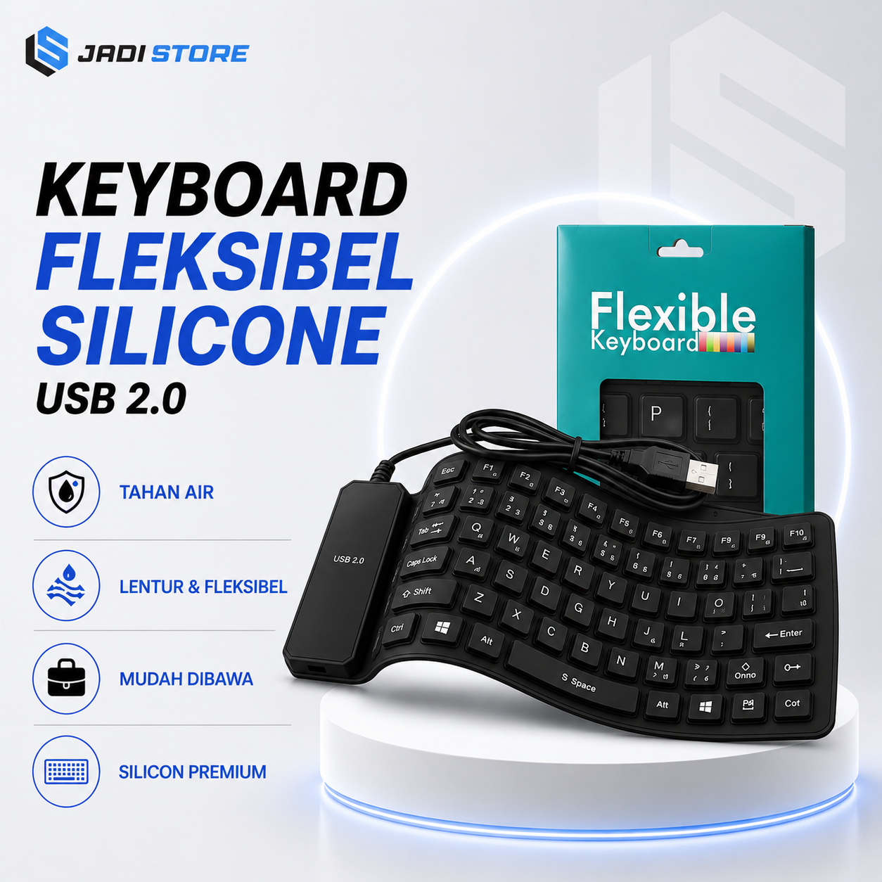 Keyboard Fleksibel Lipat Anti Air Silicone Portable USB, Keyboard Gulung Tahan Air Mudah Dibersihkan untuk Laptop Komputer PC Notebook, Keyboard Elastis Ringkas untuk Kantor Sekolah Gaming - Gambar 2