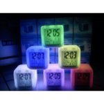 Jam Moody Kubus Berubah 7 Warna Plus Pengukur Suhu Jam Weker Alarm
