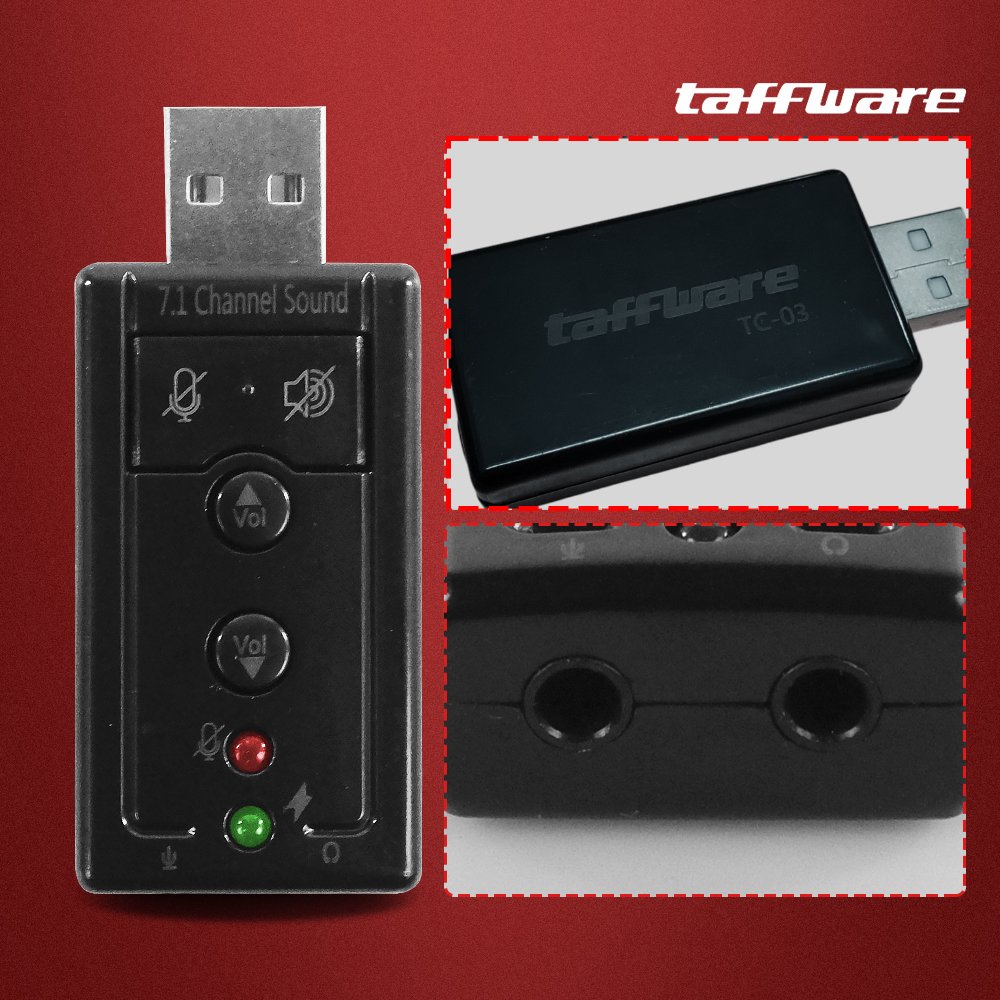 Taffware TC-03 Sound Card USB External 7.1 Channel Adapter Audio USB 2.0 3.5mm Mic Speaker Jack C-Media CM108 Plug and Play Portable dengan Volume Mute untuk PC Komputer Laptop Notebook Headset Earphone - Gambar 6