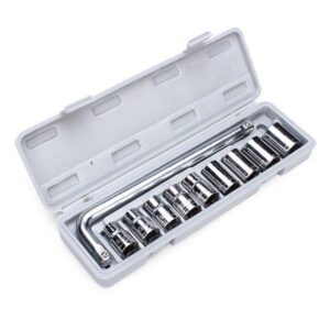Kunci Sok Set 10 Pcs Socket Wrench Set Tool Kit Bengkel Motor Mobil Kunci Shock 1/2 Inch Gagang L Toolset Alat Pertukangan Lengkap Box Material Chrome Vanadium CR-V Kuat Awet Anti Karat High Quality Perlengkapan Reparasi Kendaraan Praktis - Gambar 4
