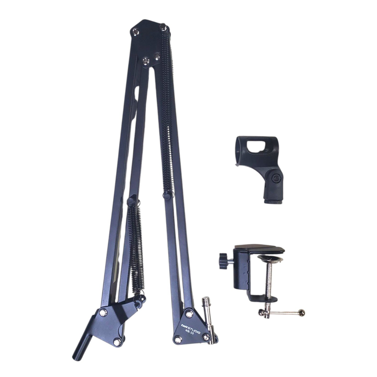 TaffSTUDIO NB-35 Stand Mikrofon Boom Arm Suspensi Scissor Desk Clamp Adjustable Microphone Holder Dual Metal Arm Lipat Kokoh Penyangga Mic Meja untuk Recording Vokal Podcast Streaming Karaoke Studio - Gambar 9
