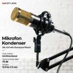 TaffSTUDIO BM-800 Mikrofon Kondenser XLR Condenser Microphone Set Shockproof Mount Mic Studio Rekaman Podcast Streaming Youtube Gaming Karaoke Smule Live Suara Jernih Anti Noise High Sensitivity Perlengkapan Alat Musik Vlog Audio Profesional Murah