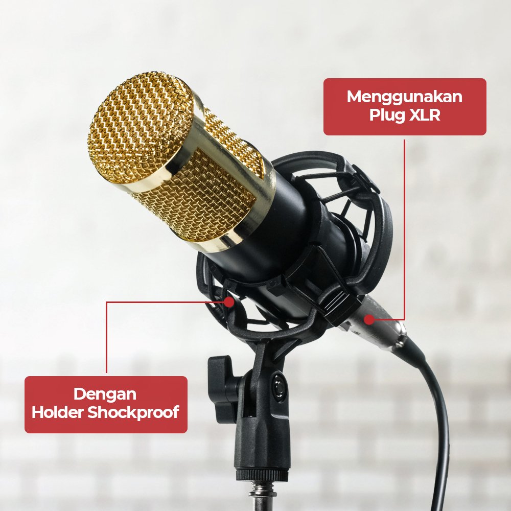 TaffSTUDIO BM-800 Mikrofon Kondenser XLR Condenser Microphone Set Shockproof Mount Mic Studio Rekaman Podcast Streaming Youtube Gaming Karaoke Smule Live Suara Jernih Anti Noise High Sensitivity Perlengkapan Alat Musik Vlog Audio Profesional Murah - Gambar 8
