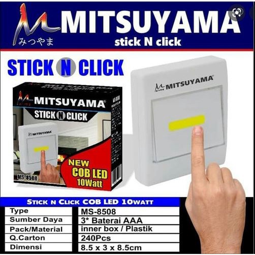 MITSUYAMA MS-8508 Lampu Tempel Emergency COB LED 10W Stick N Click Senter Dinding Tanpa Kabel Portable Penerangan Kamar Tidur Lemari Dapur Bagasi Mobil Gudang Wastafel Praktis Sangat Terang Hemat Baterai Saklar On Off Aksesoris Rumah Tangga Serbaguna - Gambar 7