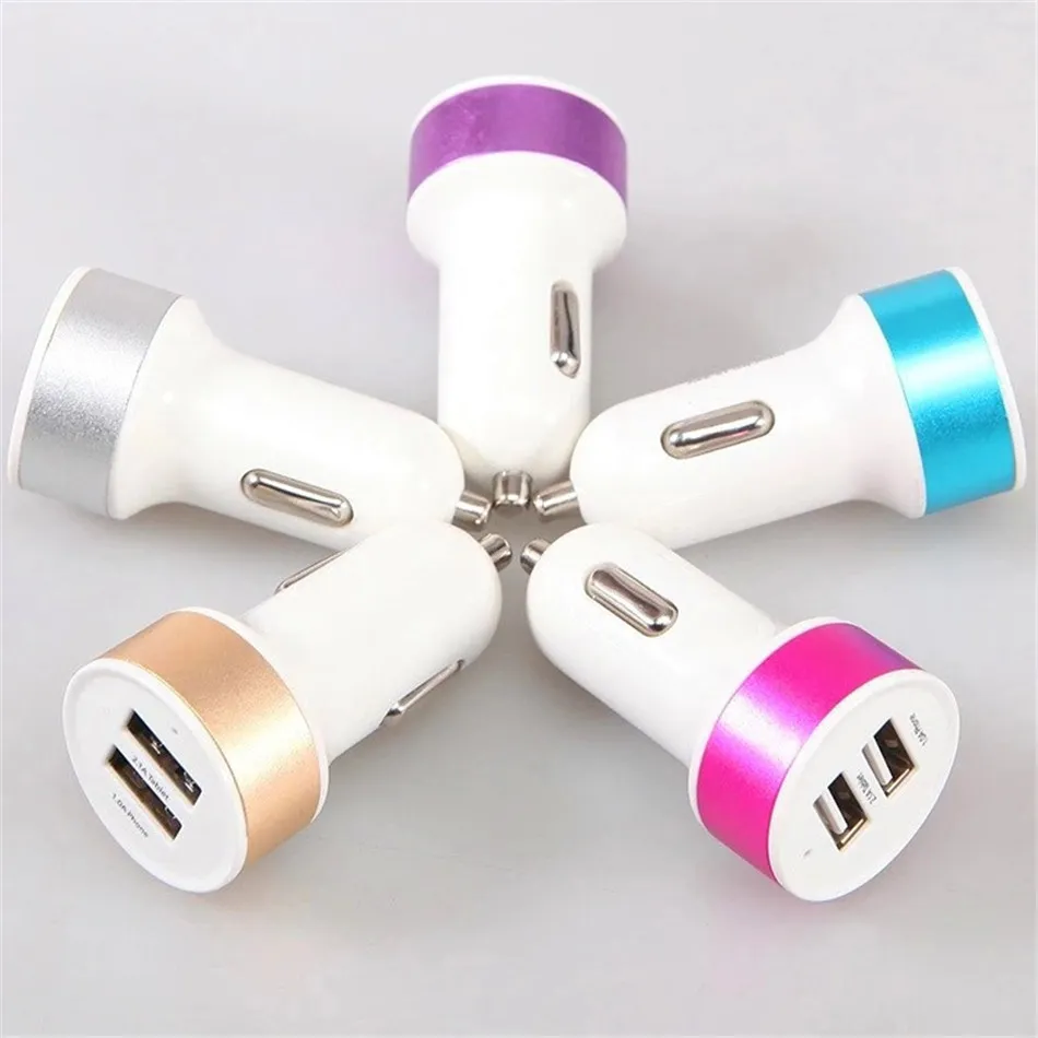 Charger Mobil 2 Port USB Car Adapter Dual Output 2.1A + 1A DC 12V-24V untuk Smartphone, HP, Tablet dan Perangkat Elektronik, USB Car Charger Kompatibel Colokan Mobil Bulat Kotak - Gambar 5