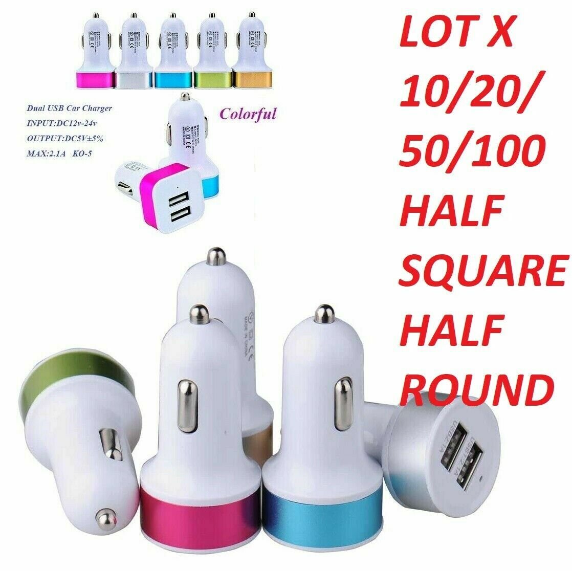 Charger Mobil 2 Port USB Car Adapter Dual Output 2.1A + 1A DC 12V-24V untuk Smartphone, HP, Tablet dan Perangkat Elektronik, USB Car Charger Kompatibel Colokan Mobil Bulat Kotak - Gambar 6