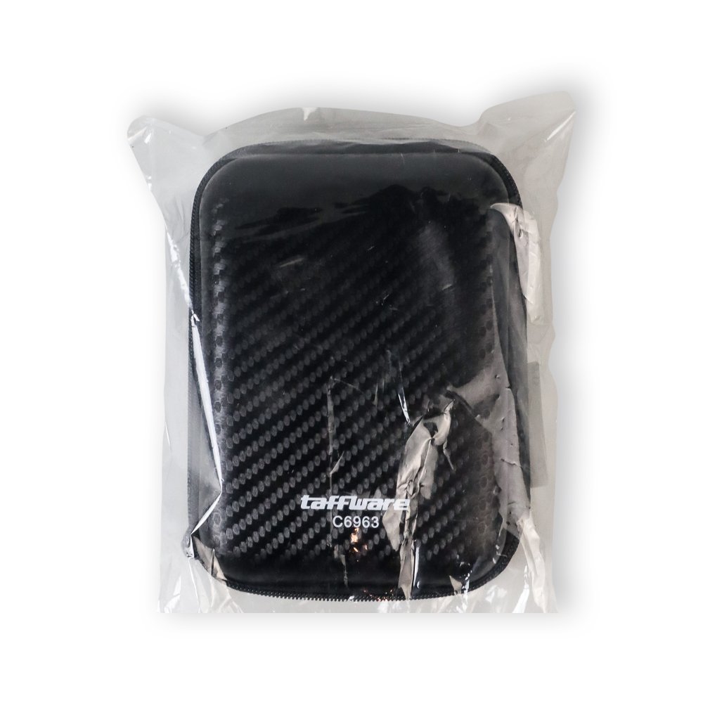 Taffware Kotak Penyimpanan Hard Disk HDD EVA Case 2.5 Inch C6963 Black Harddisk External Organizer Travel Case untuk Kabel Data Charger Earphone Powerbank Flashdisk Memory Card Tas Gadget Anti Benturan Motif Carbon - Gambar 8