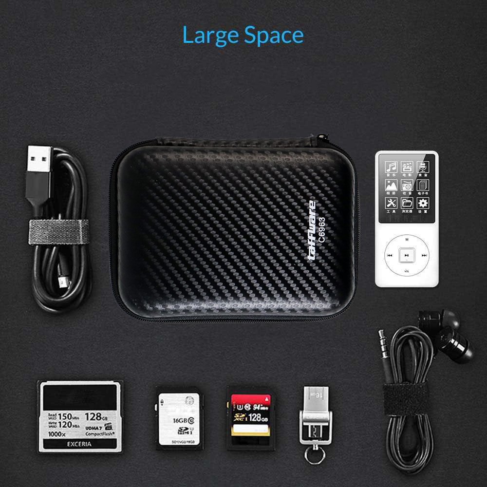 Taffware Kotak Penyimpanan Hard Disk HDD EVA Case 2.5 Inch C6963 Black Harddisk External Organizer Travel Case untuk Kabel Data Charger Earphone Powerbank Flashdisk Memory Card Tas Gadget Anti Benturan Motif Carbon - Gambar 4