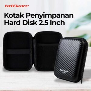 Taffware Kotak Penyimpanan Hard Disk HDD EVA Case 2.5 Inch C6963 Harddisk External Organizer Travel Case Tas Gadget Cable Pouch Powerbank Charger Earphone Flashdisk Memory Card Storage Bag Anti Benturan Carbon - Gambar 2