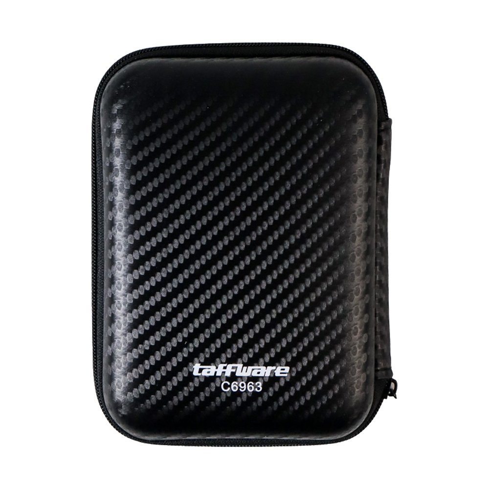 Taffware Kotak Penyimpanan Hard Disk HDD EVA Case 2.5 Inch C6963 Black Harddisk External Organizer Travel Case untuk Kabel Data Charger Earphone Powerbank Flashdisk Memory Card Tas Gadget Anti Benturan Motif Carbon - Gambar 7