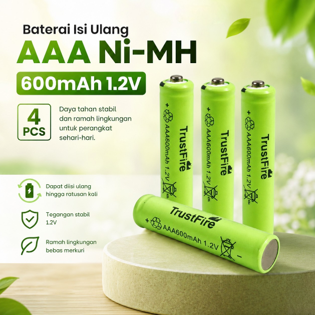 TrustFire Baterai AAA Rechargeable Ni-MH 600mAh 1.2V 1 PCS Button Top DR600 Baterai Isi Ulang untuk Remote TV AC Mainan Jam Dinding Mouse Keyboard Senter Wireless Perangkat Elektronik - Gambar 5