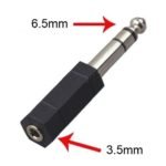 Konektor Connector Jack Audio 6.5 Male TO 3.5 Female Hitam