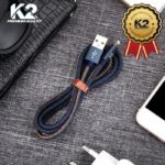 Kabel Cabel Cable Data Denim 2M Micro USB Fast Charging Real 2.4A K2-C07