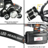Senter Kepala Headlamp Headlight 3 LED Cree XM-L T6 + 2 XEP 10000 Lumens
