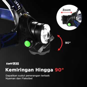 TAFFLED Senter Saja Kepala 1 LED Cree XML T6 High Power Headlamp 500 Lumens 568D Lampu Kepala Super Terang Jarak Jauh Untuk Mendaki Gunung Camping Memancing Ikan Berburu Outdoor Waterproof Tahan Air Baterai Rechargeable Cas Kuat Praktis - Gambar 4