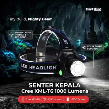 TaffLED Senter Kepala High Power Headlamp Cree XML-T6 1000 Lumens - HE60 - Black - Gambar 6