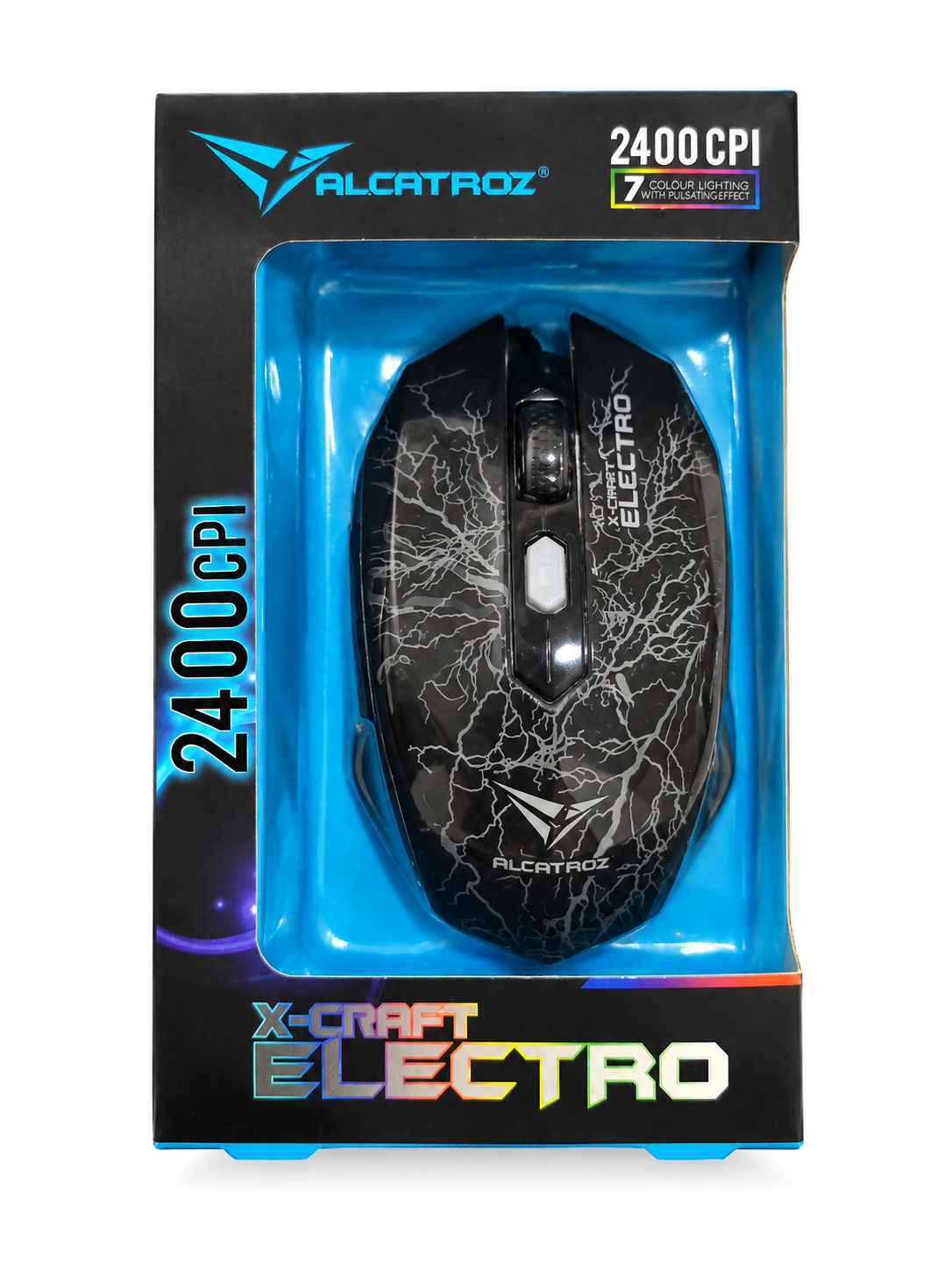 ALCATROZ X-Craft Classic Electro Mouse Gaming Optical 2400 CPI 4 Tombol Backlight 7 Warna dengan Efek Pulsasi Kabel 1.4 Meter Desain Ergonomis Finishing Karet Nyaman Digunakan Foot Pad Berkualitas Tinggi Garansi 2 Tahun - Gambar 2