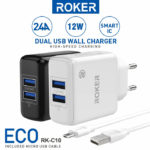 Charger Roker ECO RK-C10 2.4A Dual USB 12W High Speed Charger Roker 2.4A
