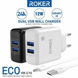 Charger Roker ECO RK-C10 2.4A Dual USB 12W High Speed Charger Roker 2.4A - Gambar 4