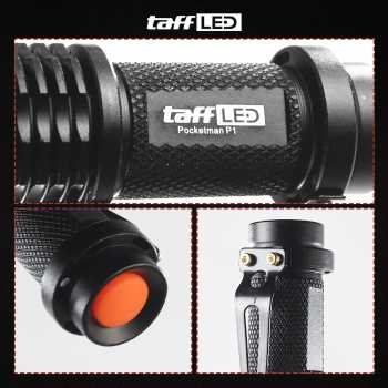 TaffLED Senter LED Flashlight 2000 Lumens Zoom Waterproof - Pocketman P1 - Black – Senter Mini LED Super Terang Pocketman P1 Waterproof Rechargeable Senter Outdoor Camping Hiking Portabel Kuat Tahan Air Lampu Saku Durable - Gambar 8