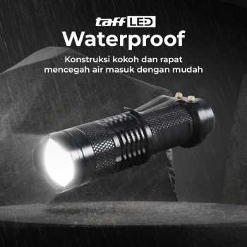 TaffLED Senter LED Flashlight 2000 Lumens Zoom Waterproof - Pocketman P1 - Black – Senter Mini LED Super Terang Pocketman P1 Waterproof Rechargeable Senter Outdoor Camping Hiking Portabel Kuat Tahan Air Lampu Saku Durable - Gambar 3