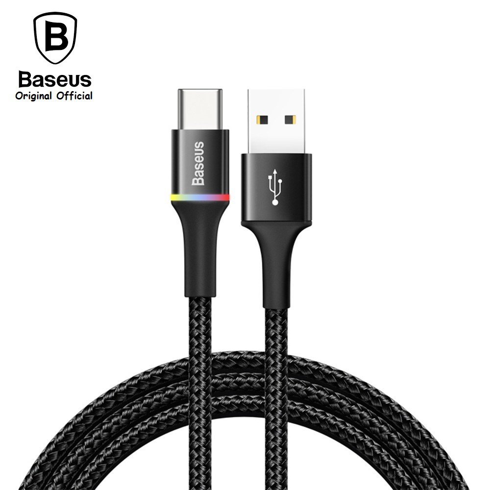 BASEUS Halo Kabel Data USB to Micro USB LED 3A Fast Charging 1 Meter Kabel Charger dan Transfer Data Smart Chip Aluminium Braided Nylon Micro USB Charging Cable untuk Smartphone Android Power Bank Kamera Speaker GPS Original - Gambar 3