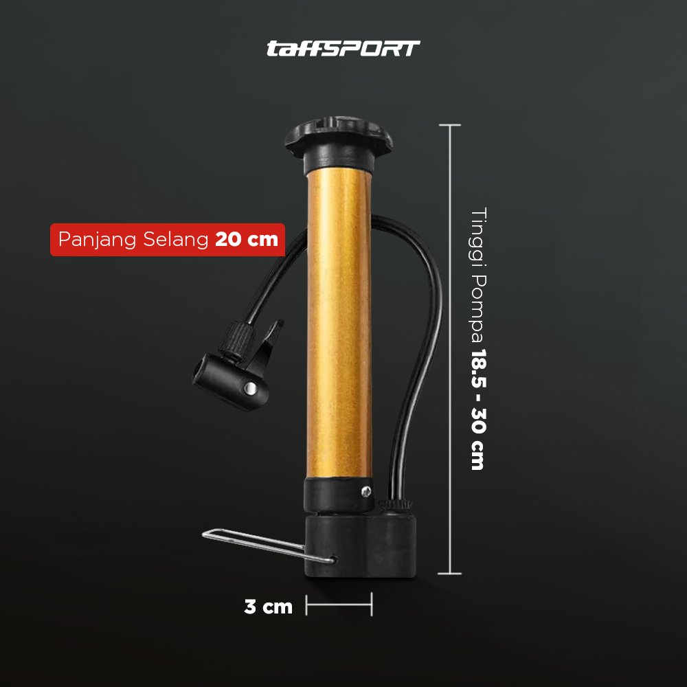 TaffSPORT Pompa Sepeda Portable Mini Gold Floor Pump Aluminium PM02 Pompa Angin Ban Sepeda Manual dengan Penjepit Frame untuk Semua Jenis Sepeda dan Bola Voli Sepak Bola Basket Praktis Tanpa Listrik - Gambar 11