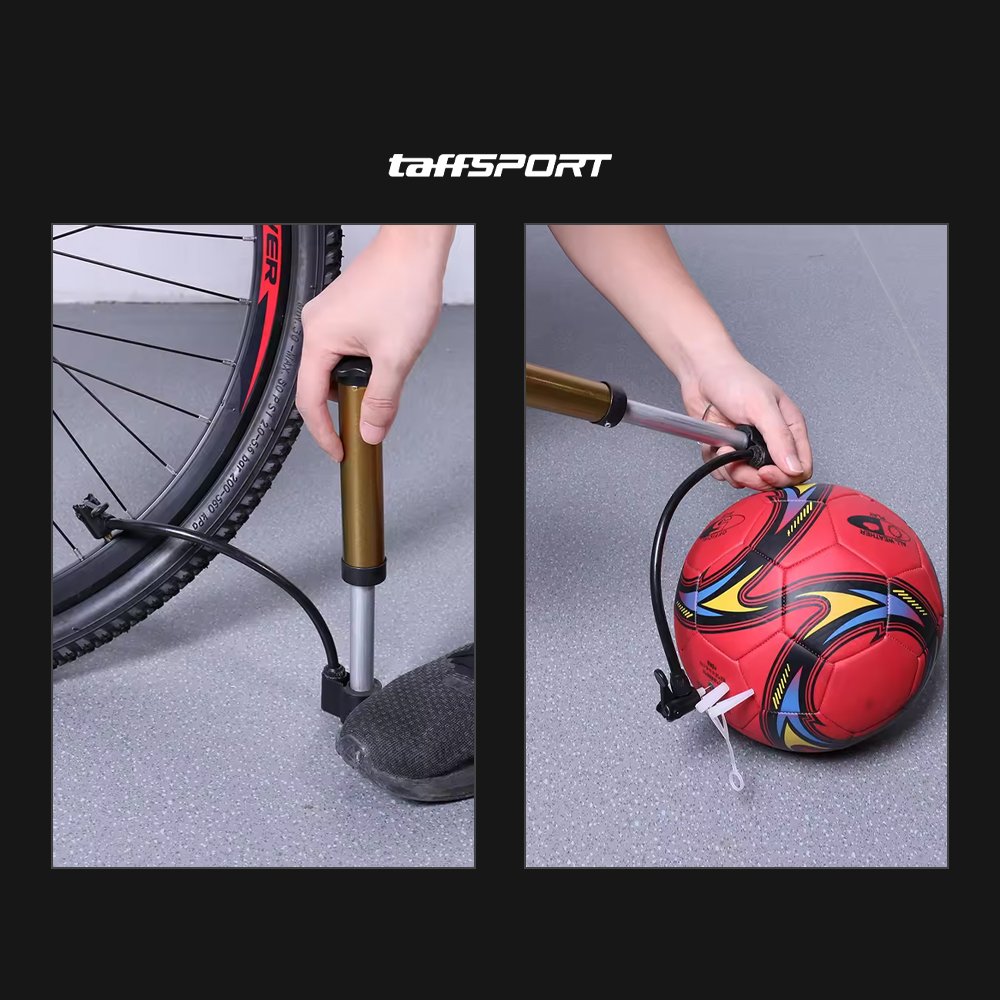 TaffSPORT Pompa Sepeda Portable Mini Gold Floor Pump Aluminium PM02 Pompa Angin Ban Sepeda Manual dengan Penjepit Frame untuk Semua Jenis Sepeda dan Bola Voli Sepak Bola Basket Praktis Tanpa Listrik - Gambar 10