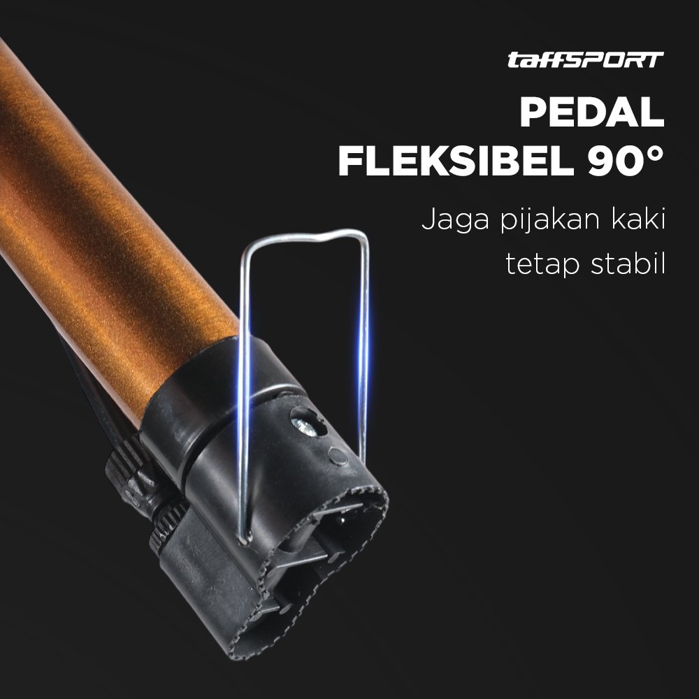 TaffSPORT Pompa Sepeda Portable Mini Gold Floor Pump Aluminium PM02 Pompa Angin Ban Sepeda Manual dengan Penjepit Frame untuk Semua Jenis Sepeda dan Bola Voli Sepak Bola Basket Praktis Tanpa Listrik - Gambar 8