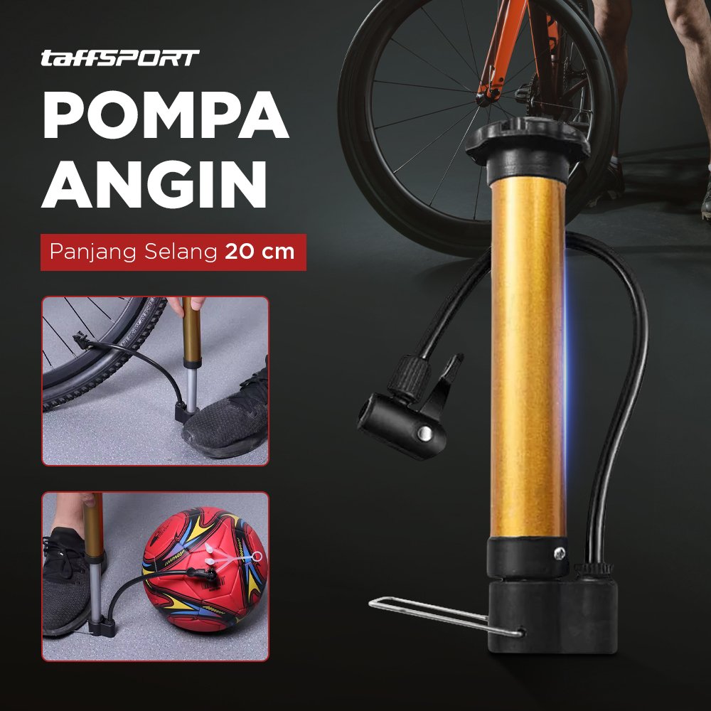 TaffSPORT Pompa Sepeda Portable Mini Gold Floor Pump Aluminium PM02 Pompa Angin Ban Sepeda Manual dengan Penjepit Frame untuk Semua Jenis Sepeda dan Bola Voli Sepak Bola Basket Praktis Tanpa Listrik - Gambar 5
