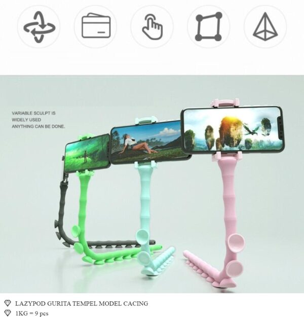 Tripod Tongsis Gurita Lazy Neck Holder Tentakel Cute Worm Lazy Holder