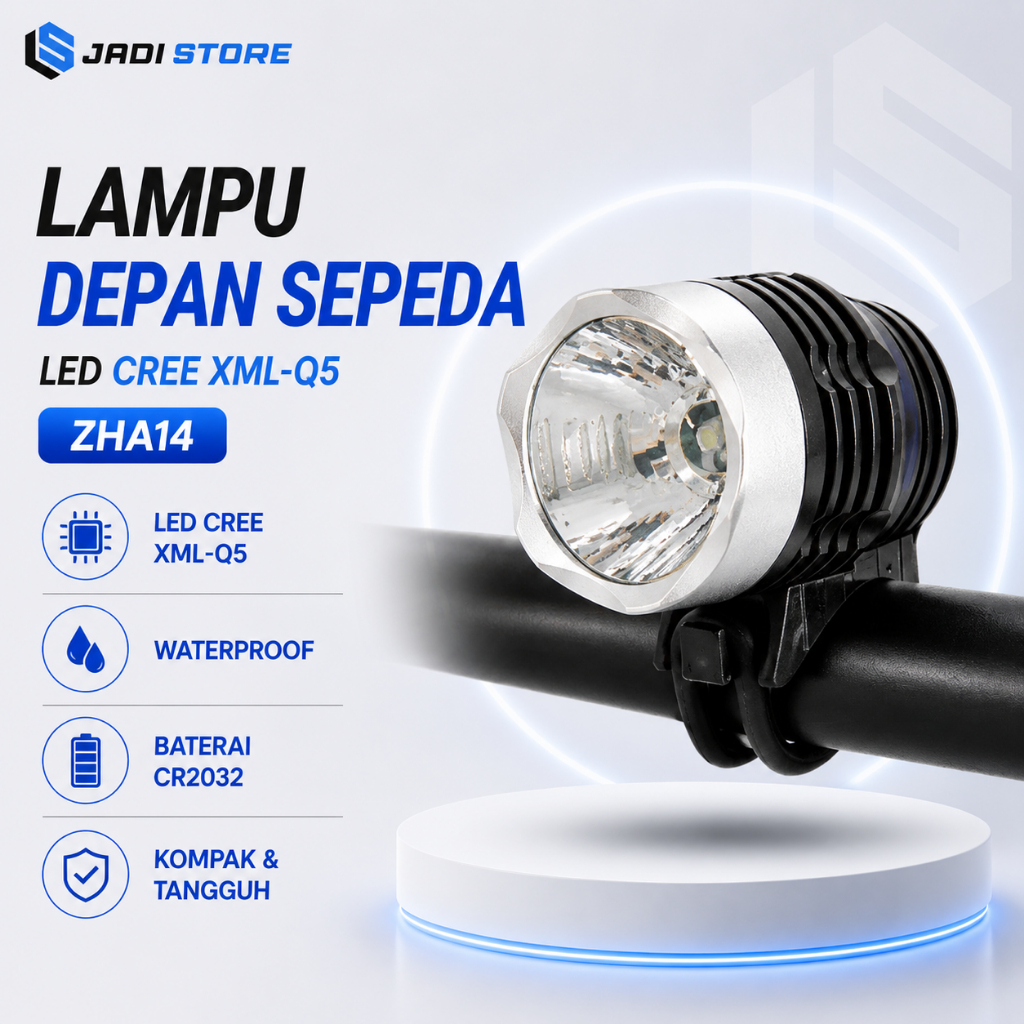 TaffLED Lampu Depan Sepeda LED CREE XML-Q5 Waterproof CR2032 Battery ZHA14 – Lampu Depan Sepeda Terang Waterproof LED CREE Q5 Hemat Daya Lampu Sepeda Depan Outdoor Riding Headlamp Sepeda Ringan Tahan Air TaffLED ZHA14