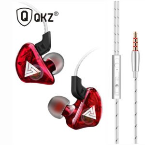 QKZ Earphone Kabel In Ear HiFi Noise Reduction 3.5mm Plug with Mic QKZ CK5 Headset Handsfree Stereo Super Bass Suara Jernih untuk Musik Gaming Universal HP Android Laptop PC Smartphone Red - Gambar 3