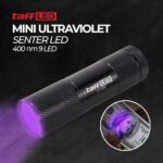 TaffLED Senter UV Ultraviolet Mini Flashlight 400nm 9 LED - UV-395 Senter Mini LED UV TaffLED Senter Ultraviolet 400nm 9LED Portable Flashlight Pancing Umpan Tiruan Metal Jig Lure Mainan Batu Akik Money Detector Waterproof Senter UV Praktis