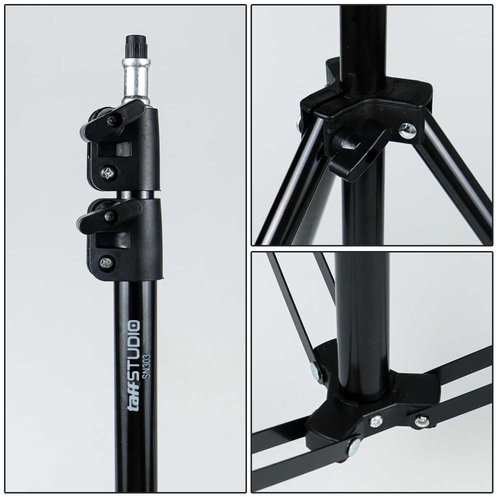TaffSTUDIO SN303 Tripod Light Stand 3 Section Adjustable hingga 2M Portable Studio Lighting Stand Material Besi dengan Knob Lock Max Load 2.5kg Mount 1/4 Inch untuk Ring Light Lampu Studio Kamera DSLR Phone Holder Softbox Reflektor - Gambar 3