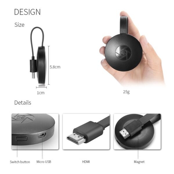 Anycast Dongle HDMI Wireless WiFi Mirascreen Miracast G2 HDMI Dongle Anycast G2 - Gambar 4
