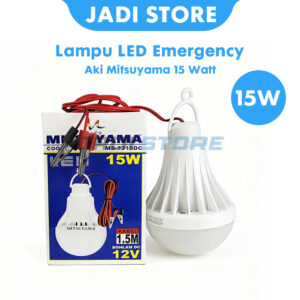 MITSUYAMA Lampu Aki LED 12 Volt DC 15 Watt 15W Bohlam Jepit Aki Mobil Motor Super Terang Cahaya Putih Lampu Darurat Emergency Bengkel Nelayan Berkemah Camping Outdoor Alat Penerangan Hemat Energi Awet Kualitas Original Lengkap Kabel Dan Jepitan Aki - Gambar 3